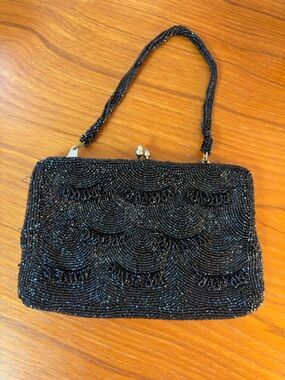 Y2K Black Beaded Evening Clutch Handbag
